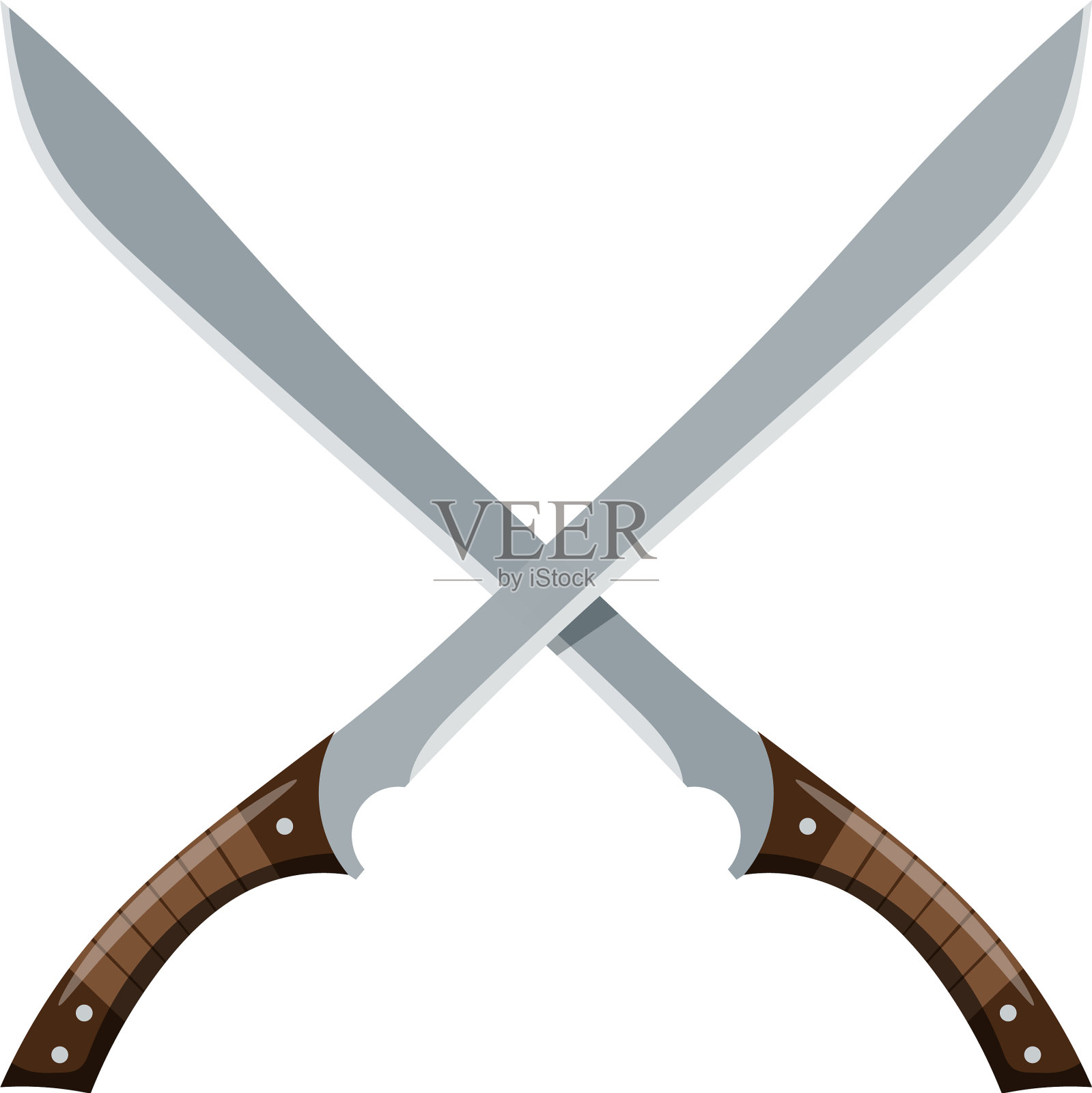 彩色图像两个交叉的弯刀在一个白色设计元素图片