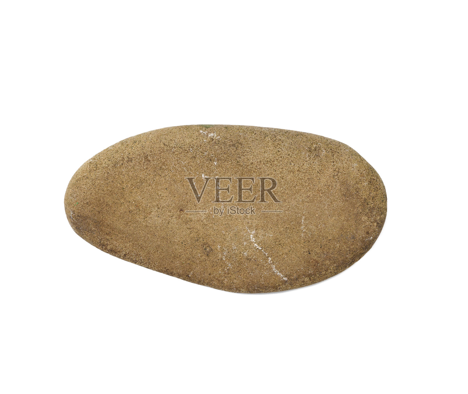 椭圆形的白色石头孤立在白色背景，俯视图照片摄影图片