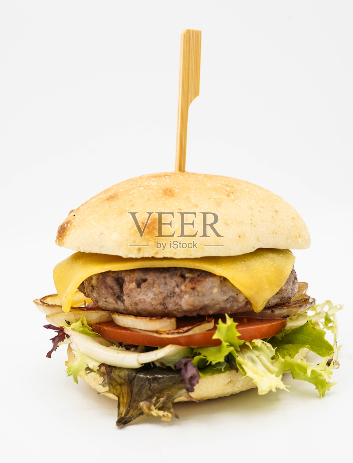 有切达奶酪的美味汉堡照片摄影图片