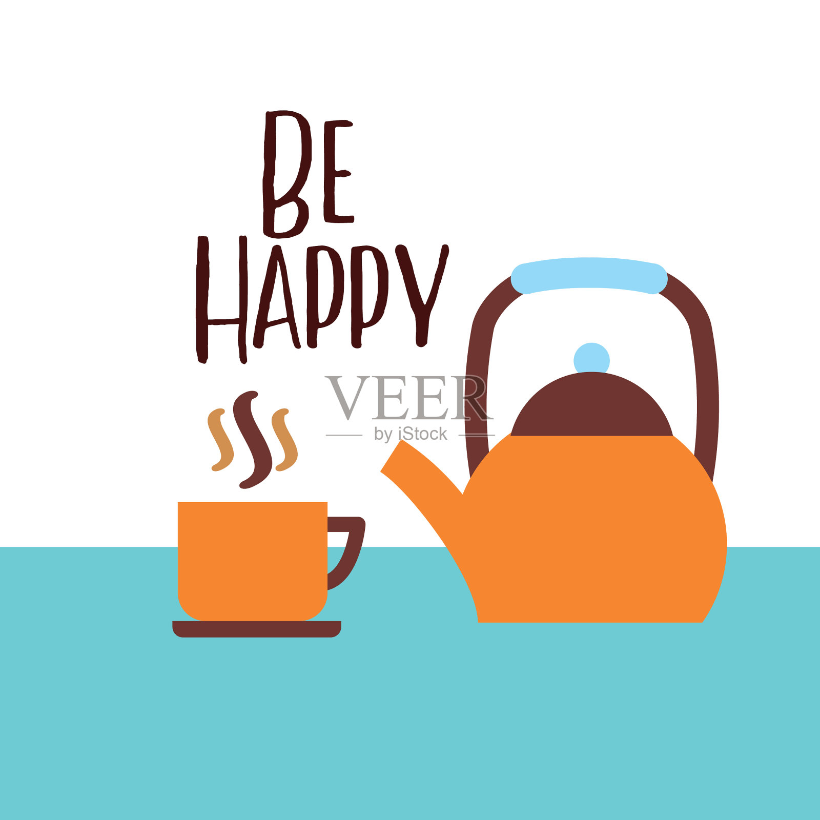 咖啡杯和水壶设计插画图片素材