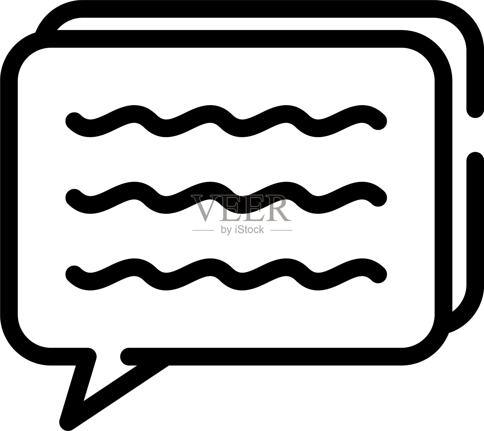 聊天泡泡与文本图标轮廓风格插画图片素材