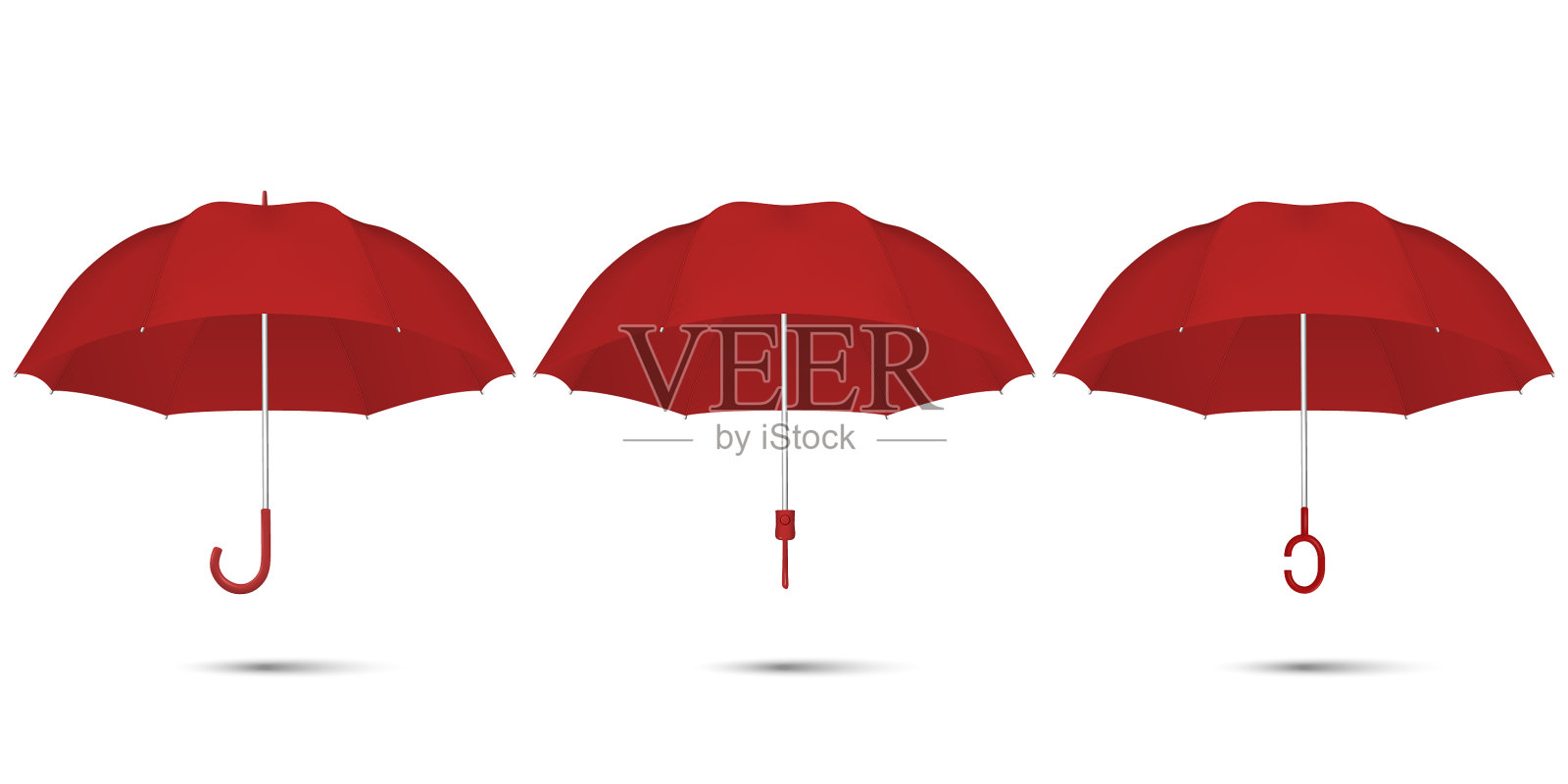 3d逼真渲染红色空白伞图标插画图片素材