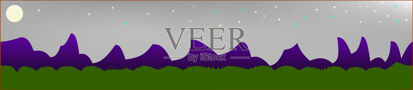 白色中性的天空和山脉景观插画图片素材