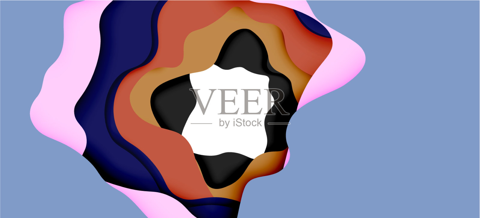 抽象几何图案三维纸层切割插画图片素材