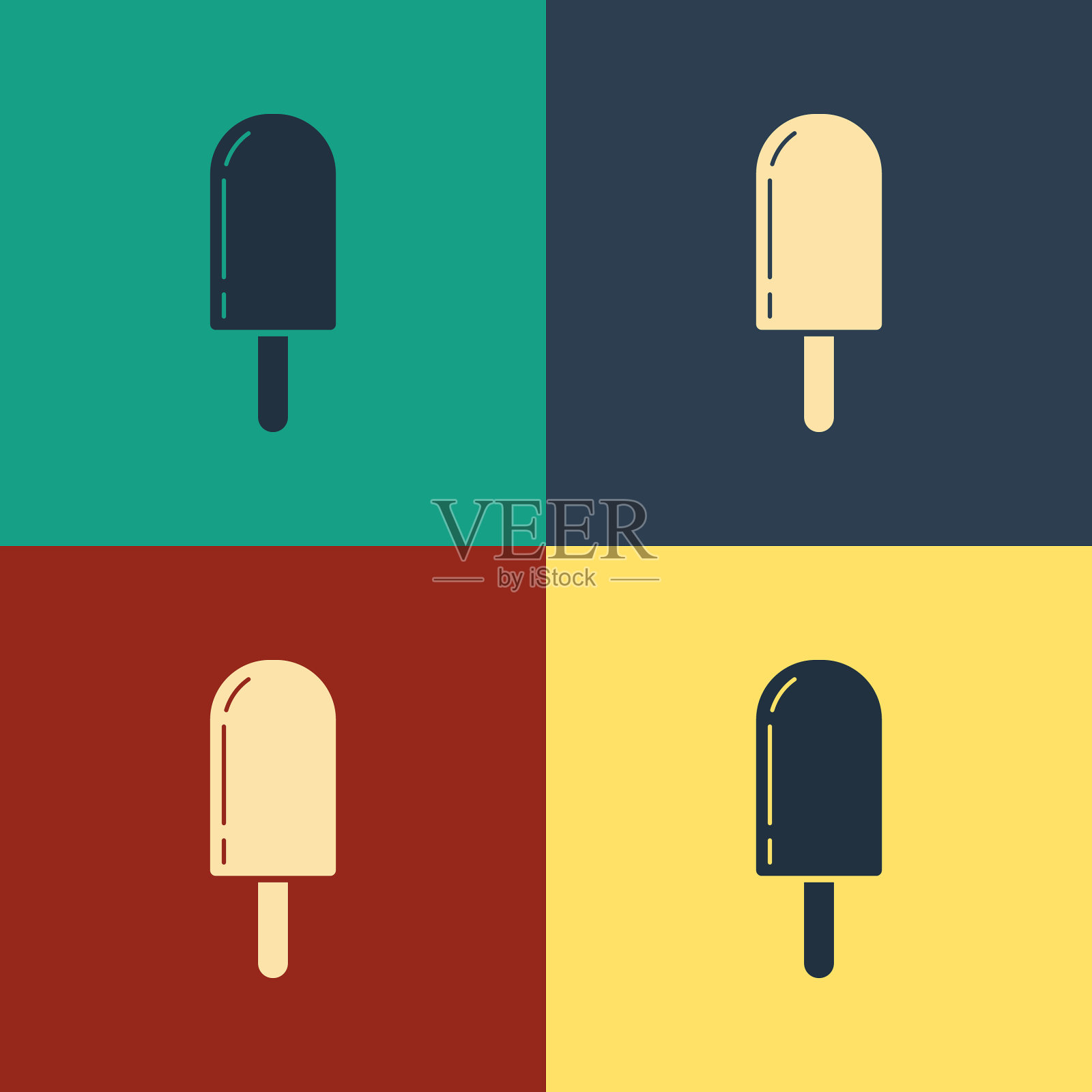 颜色冰淇淋图标孤立的颜色背景插画图片素材