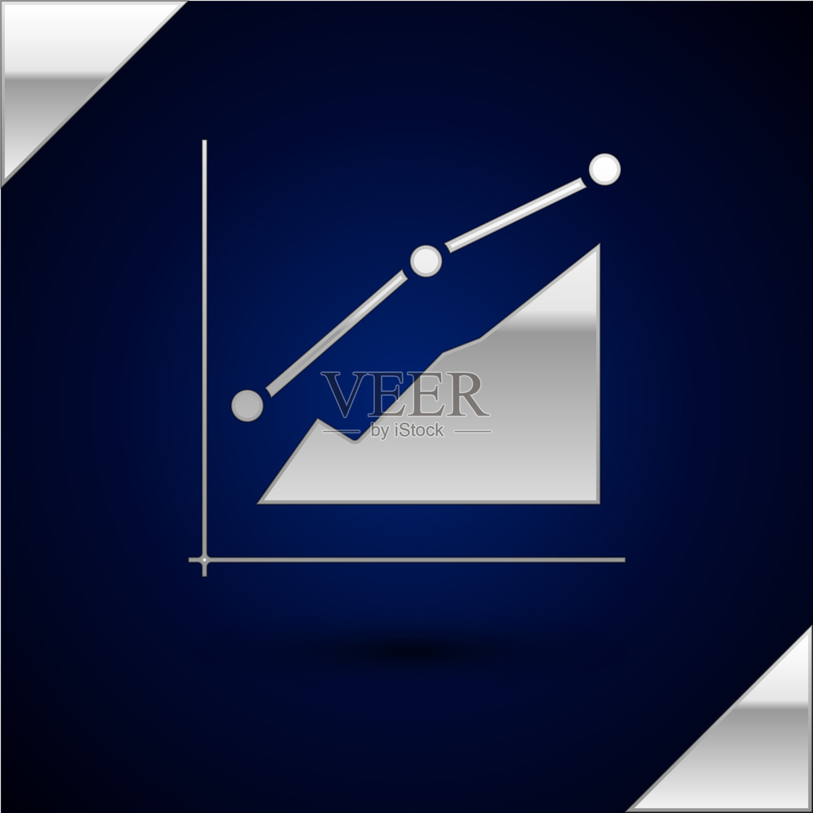 银色饼状图信息图表图标孤立在黑暗图标素材