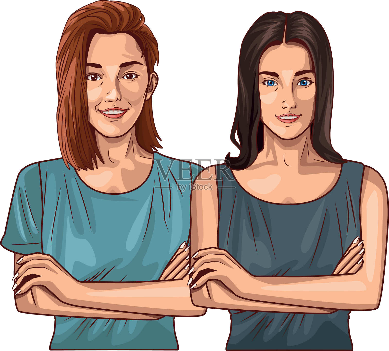 波普艺术美丽的女人微笑卡通插画图片素材