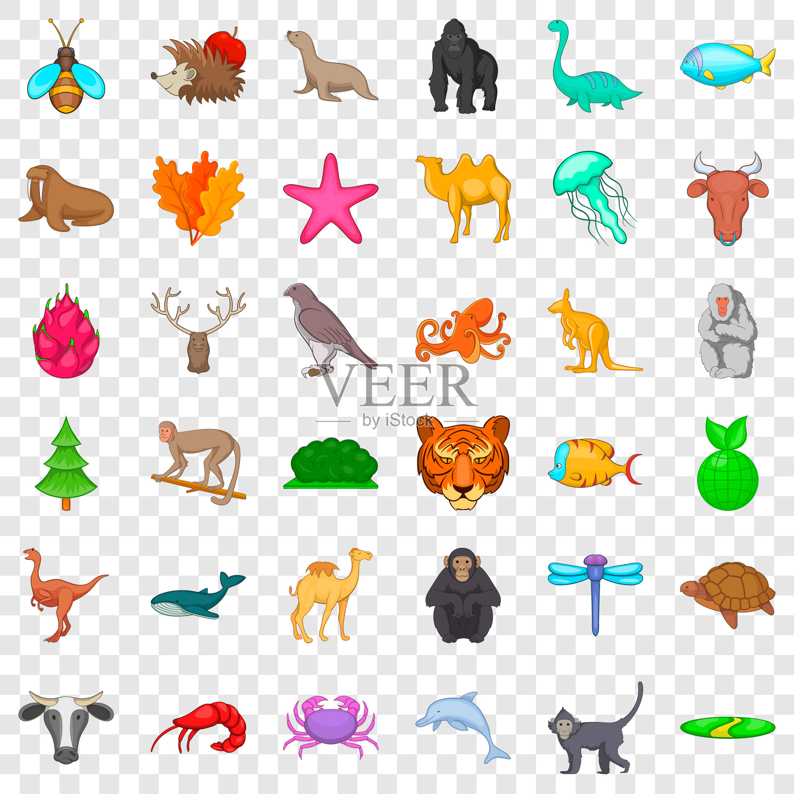 猴子图标设置卡通风格图标素材