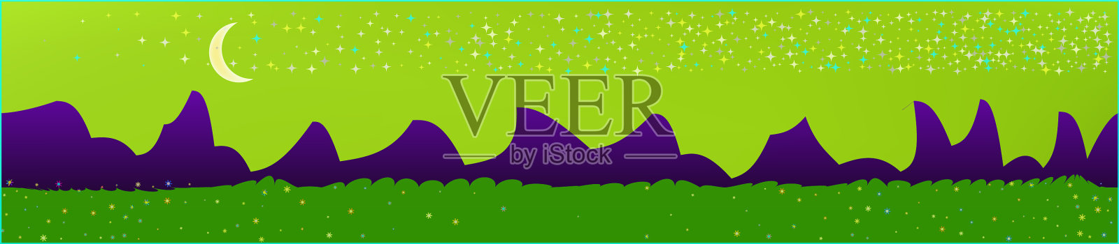 石灰天空和山脉景观插画图片素材