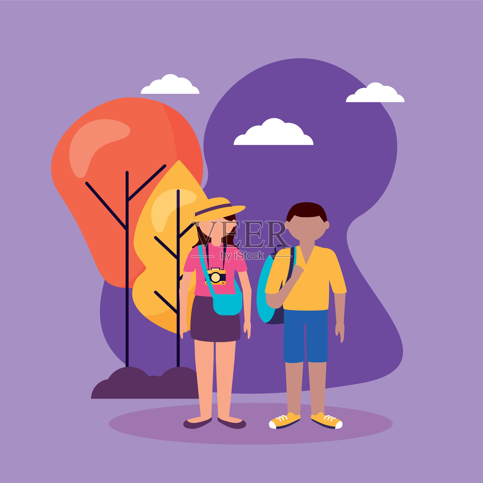 人与旅行平面设计插画图片素材