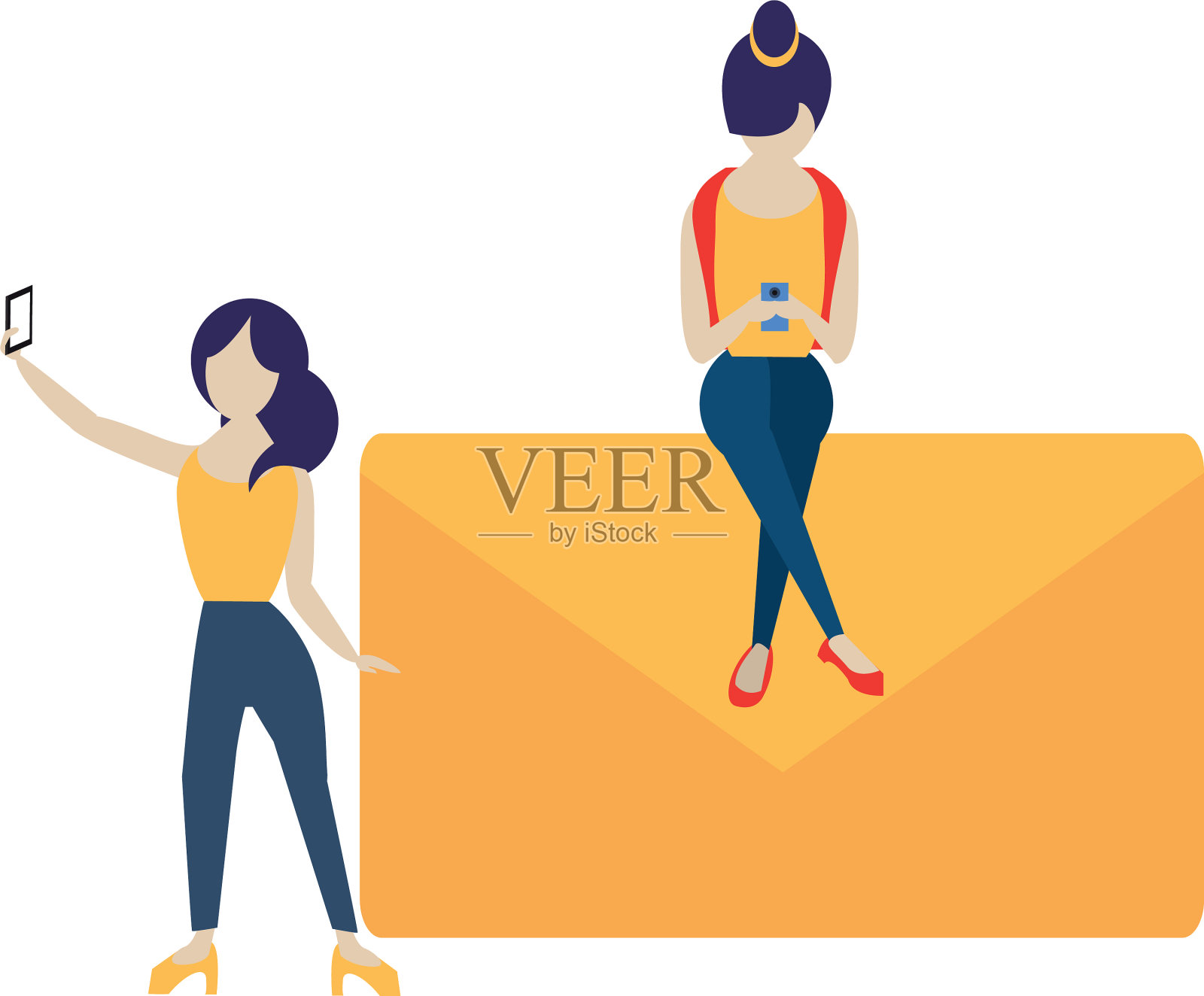 社交媒体网络聊天卡通插画图片素材