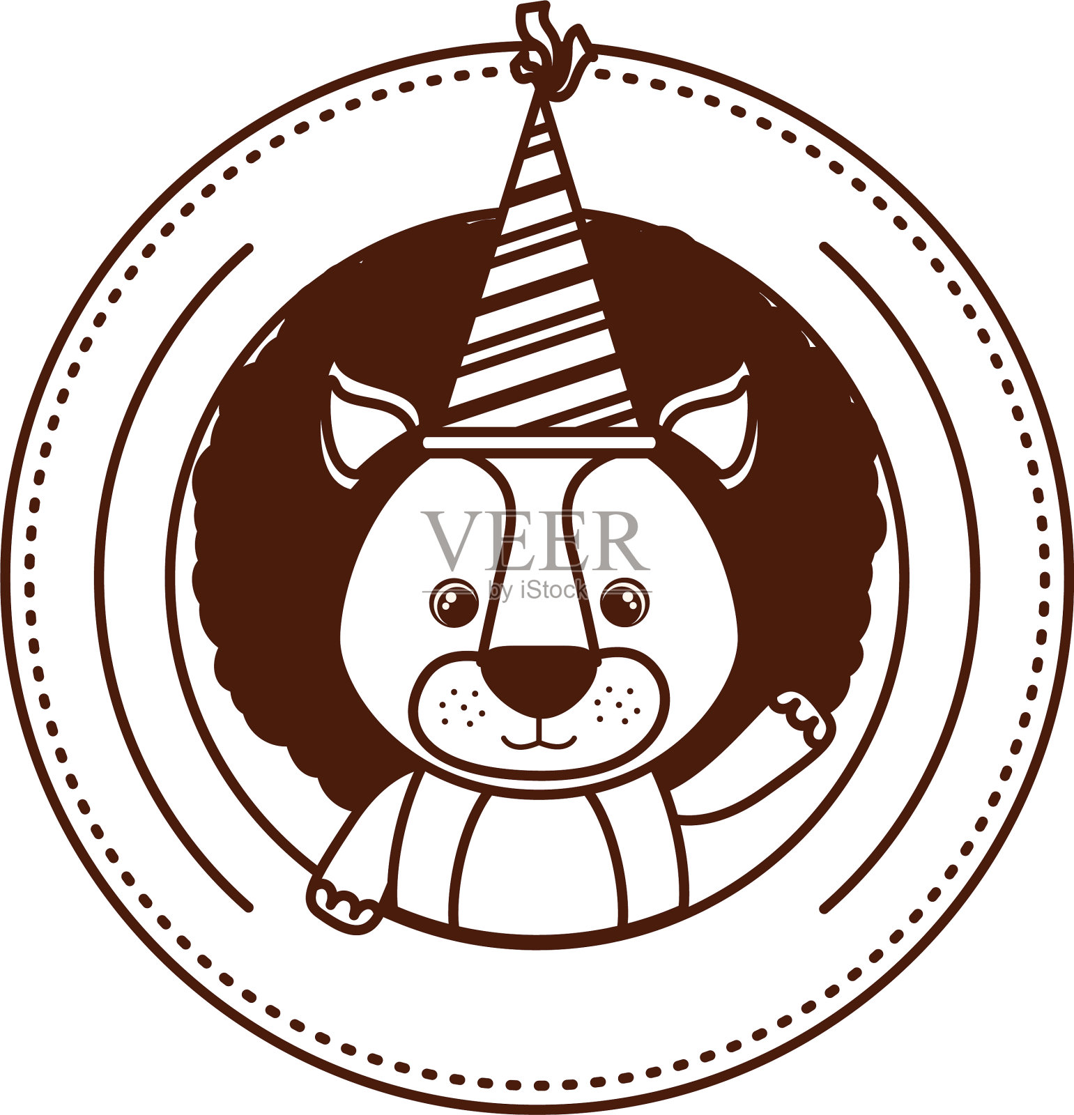 生日卡和狮子帽派对插画图片素材