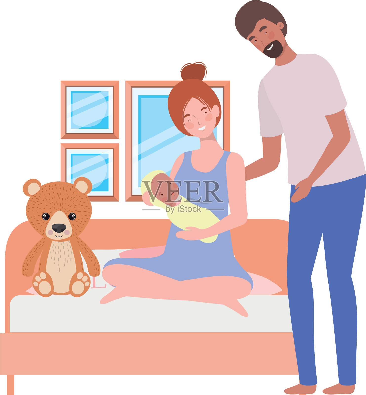 被隔离的父母设计了婴儿插画图片素材