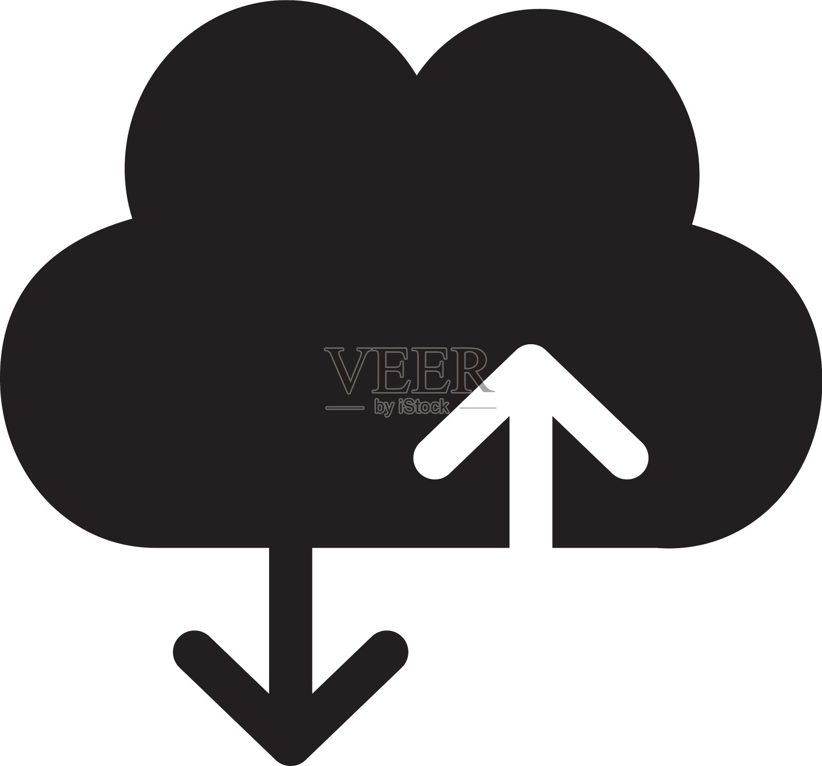 扁平字形黑色云计算时髦图标插画图片素材