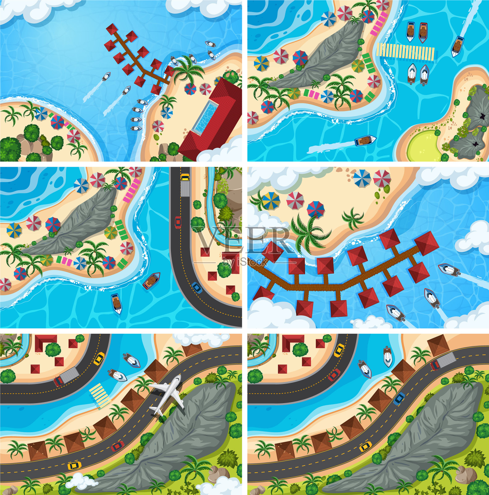 设置鸟瞰图场景插画图片素材