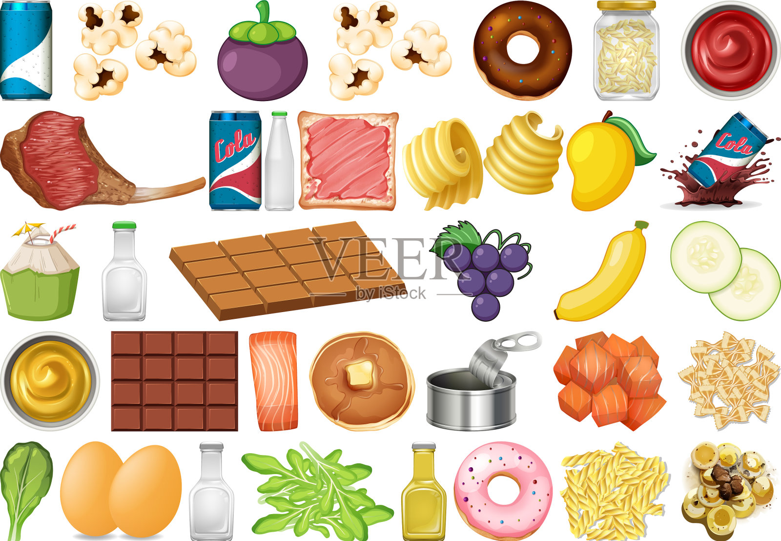 设定孤立的物品主题——食物和甜点插画图片素材