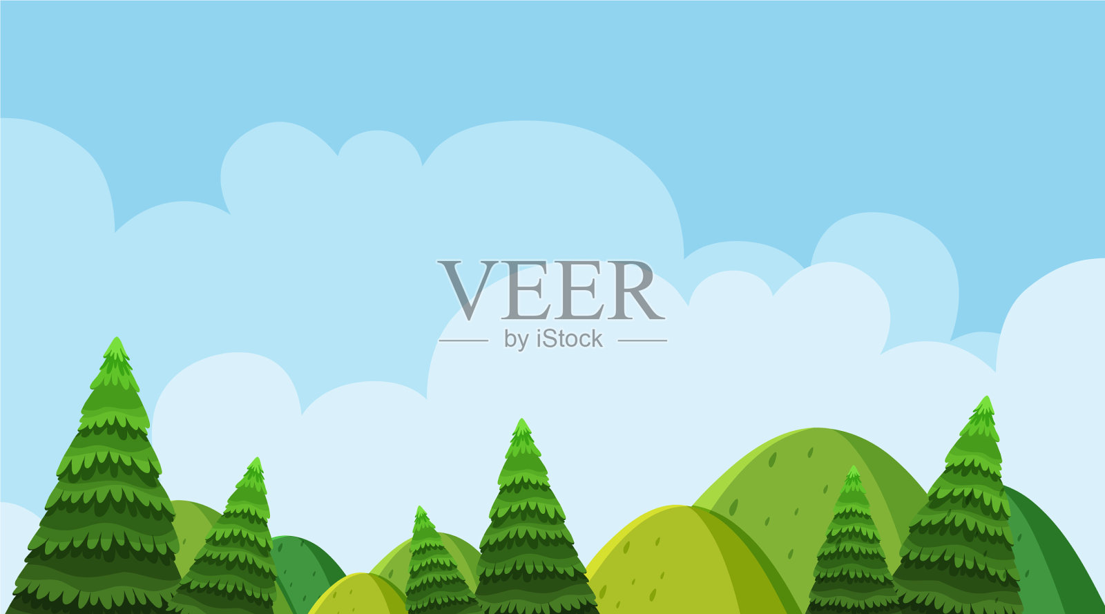 景观背景设计以树木为主插画图片素材