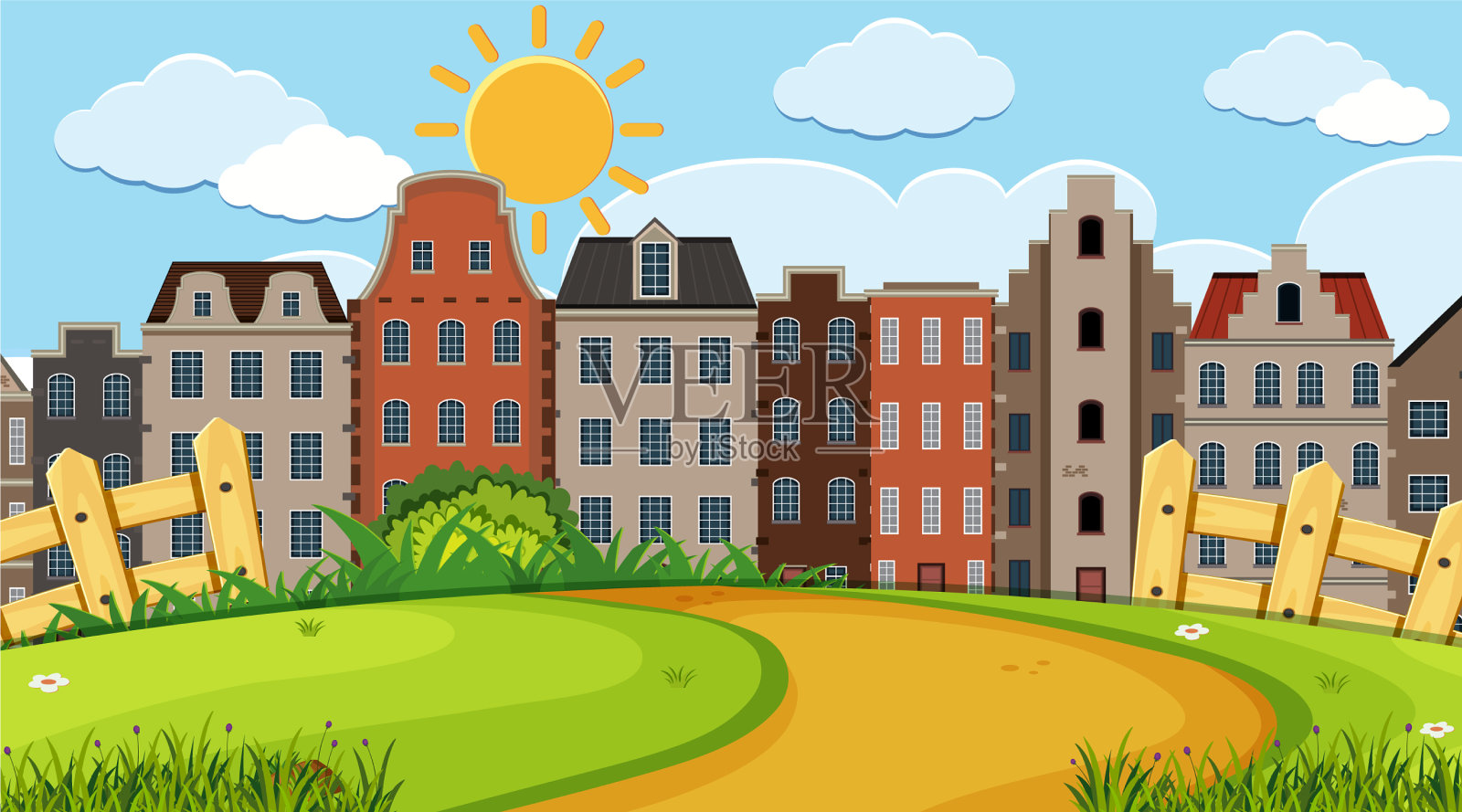 阿姆斯特丹住宅的户外风景插画图片素材