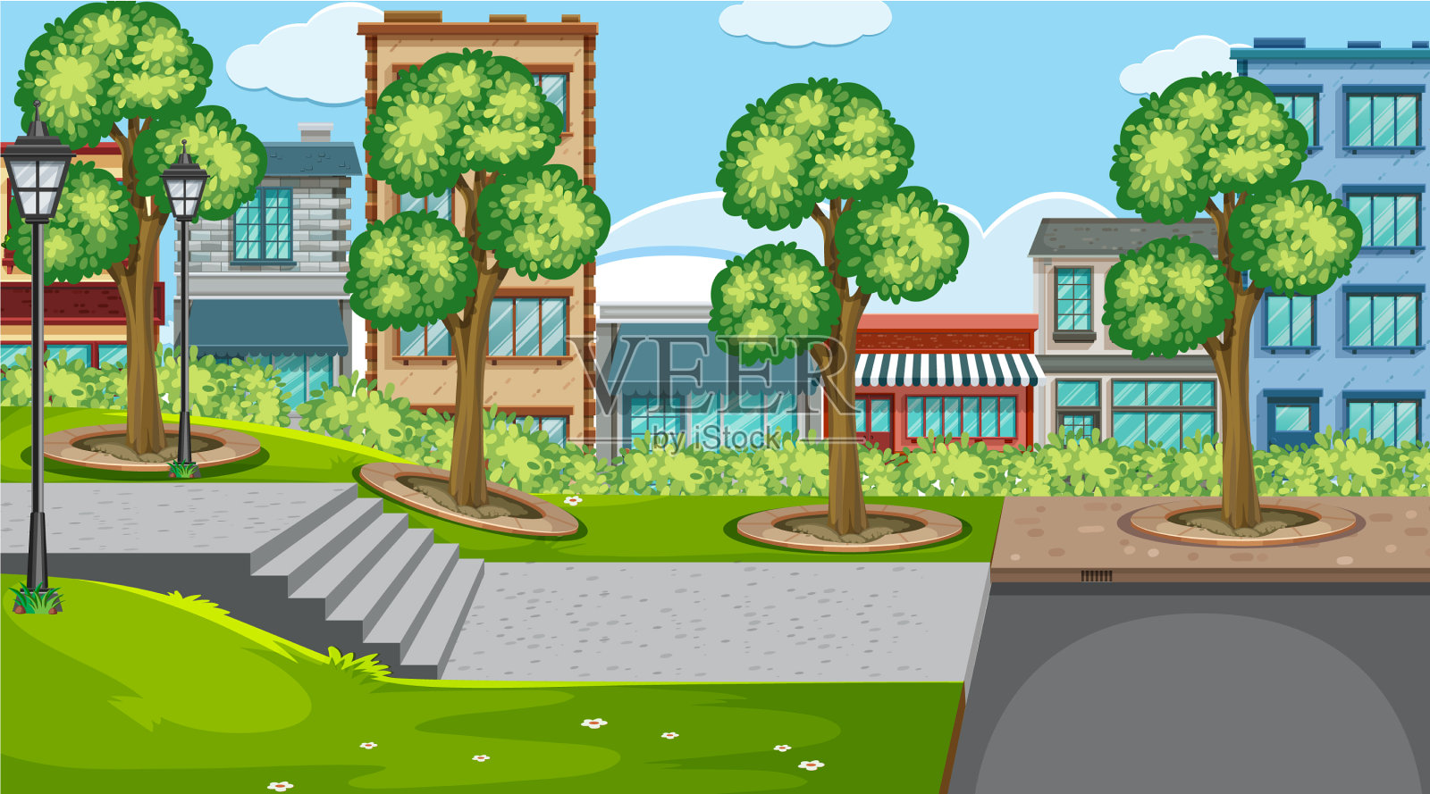 有城镇的户外风景插画图片素材