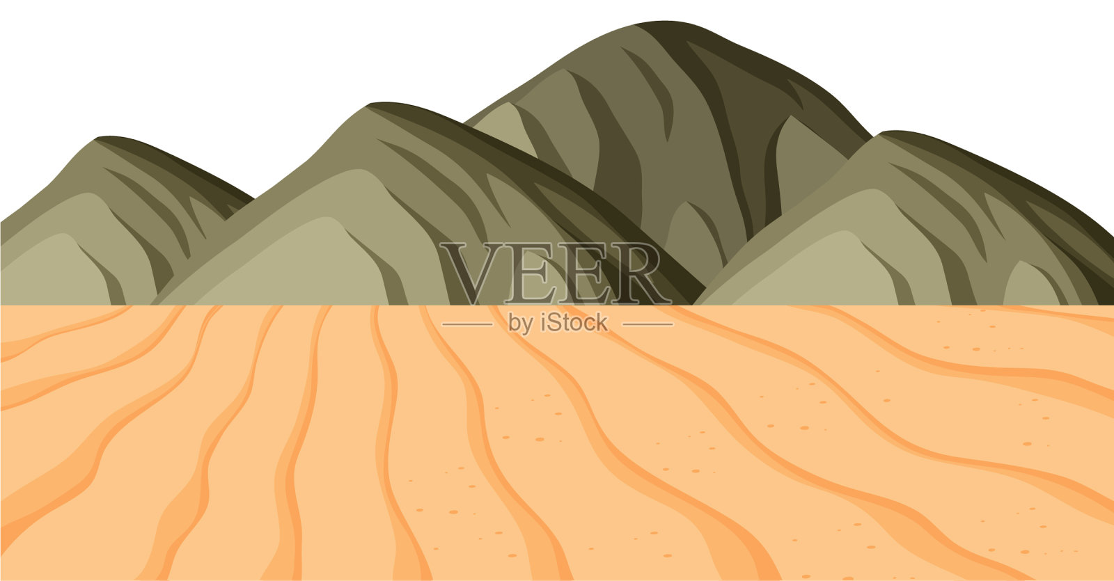 景观背景与沙子和山脉插画图片素材