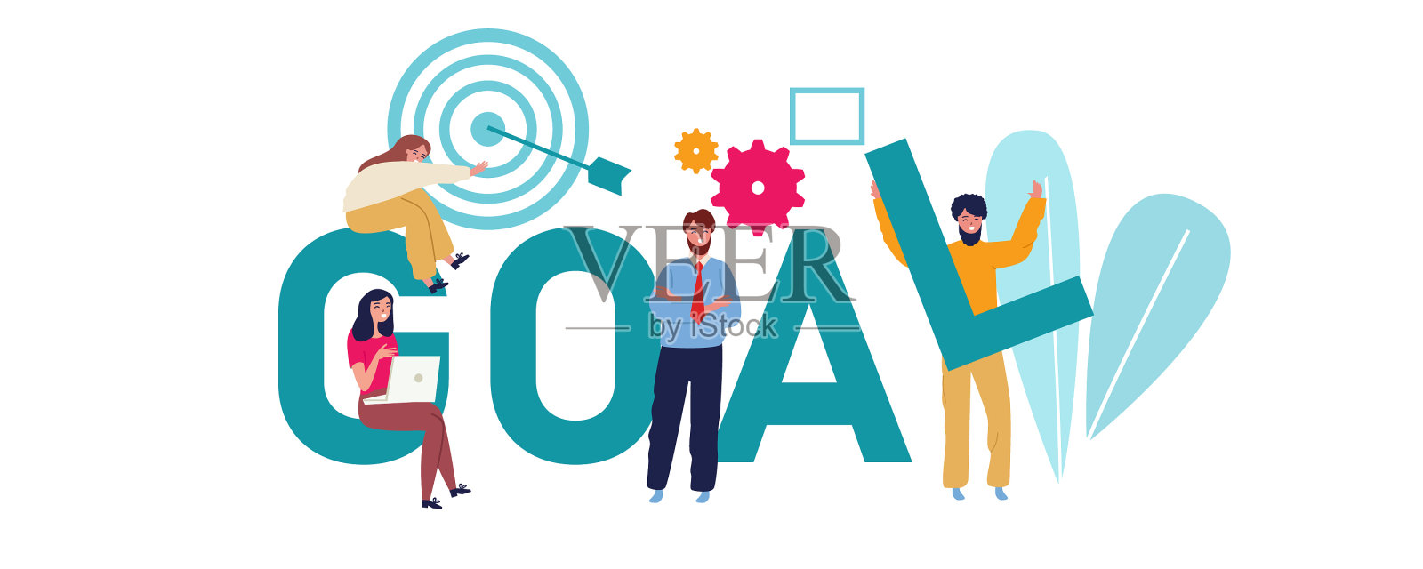 目标概念商人瞄准目标团队设计元素图片