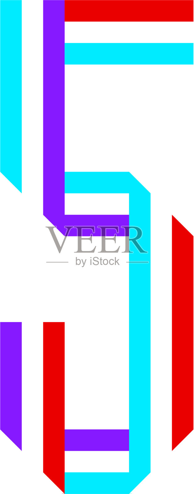 从彩色条纹折叠的明亮字体字母表插画图片素材