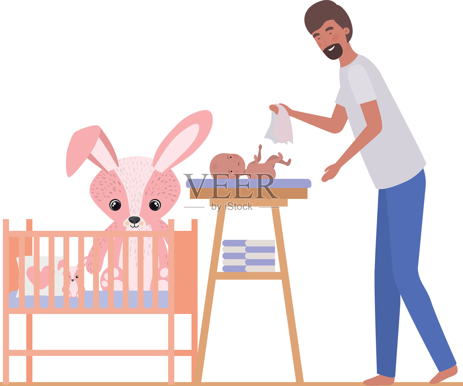 孤身一人的父亲设计了婴儿插画图片素材