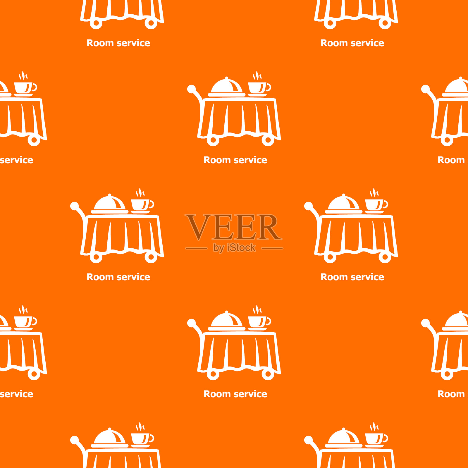 客房服务模式橙色插画图片素材