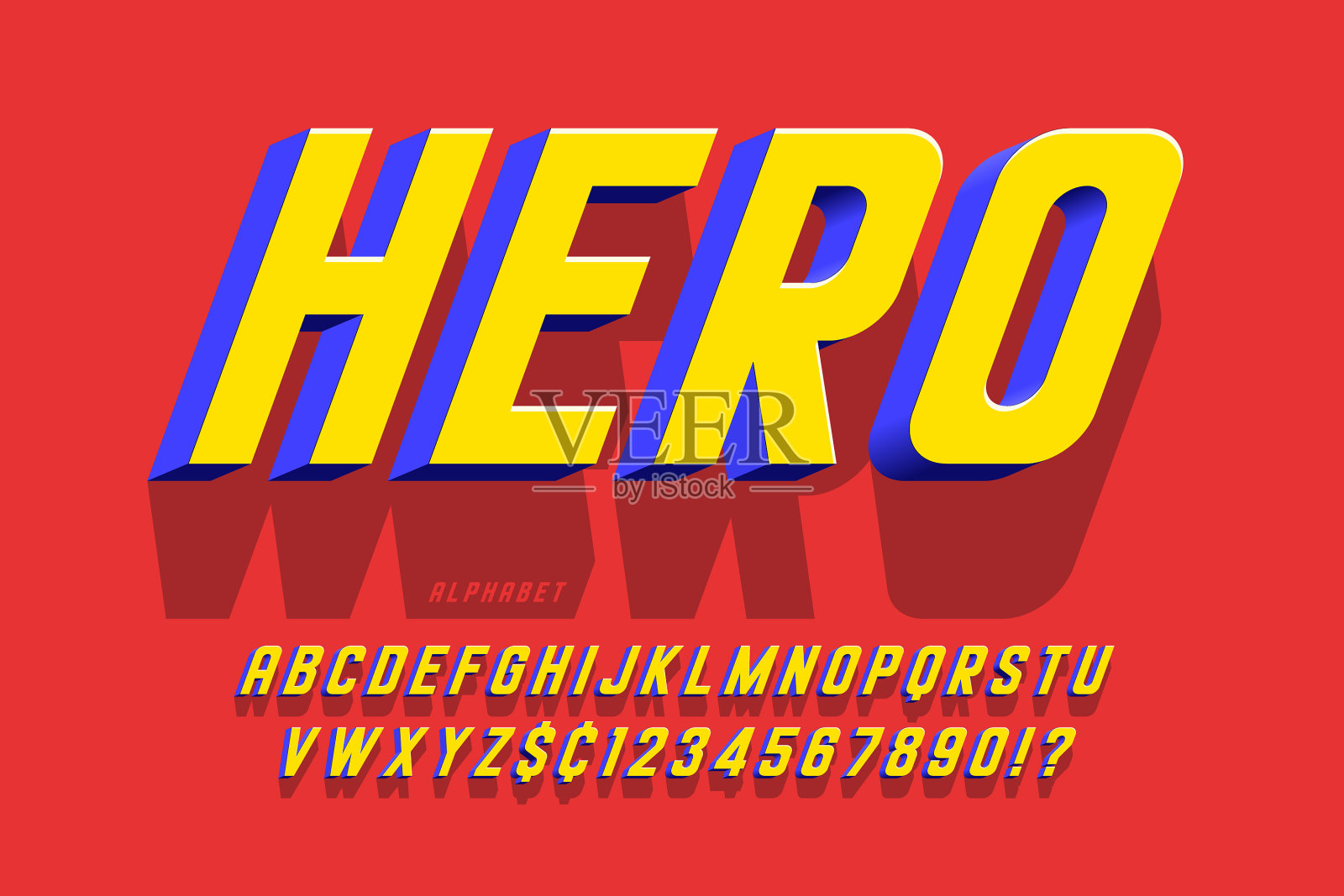 新潮的3d滑稽字体设计彩色字母表插画图片素材