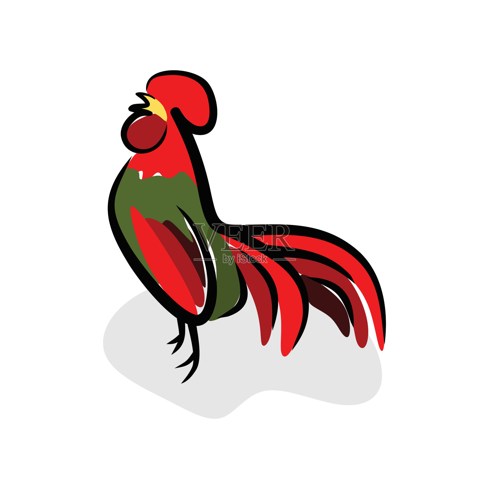 公鸡乌鸦插画图片素材