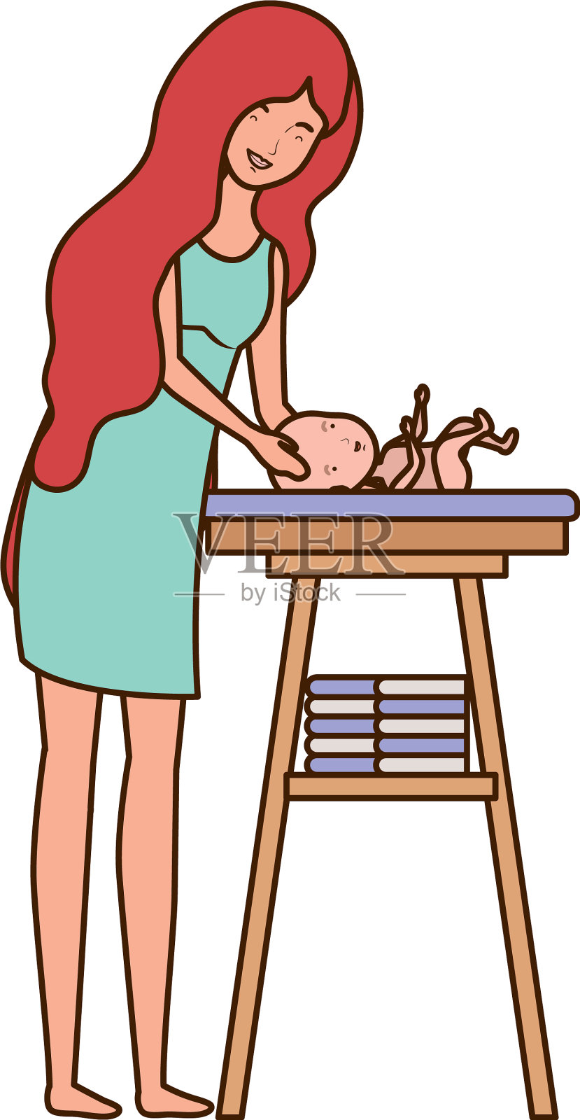 孤立的母亲与婴儿设计插画图片素材