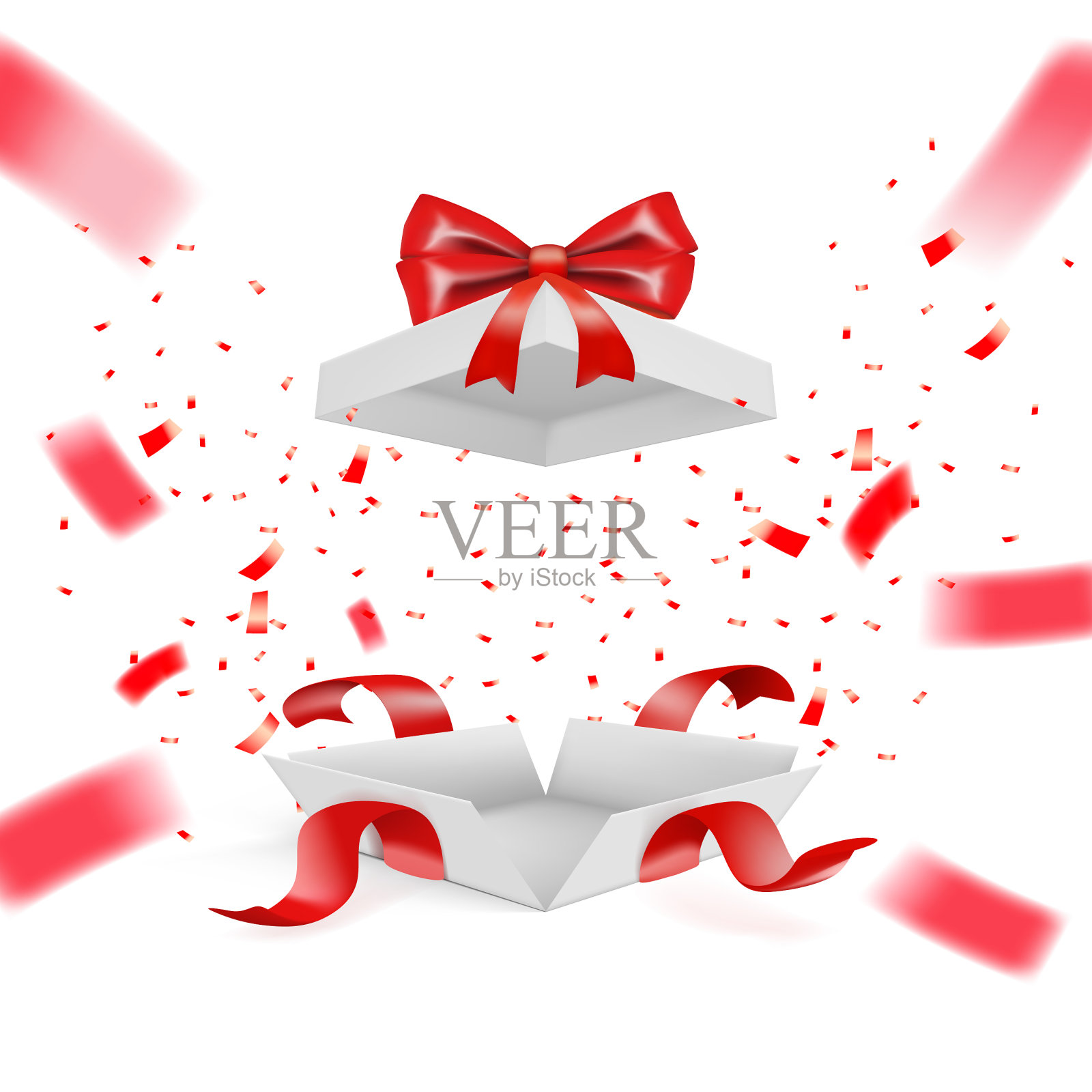 现实的惊喜礼盒飘落的五彩纸屑插画图片素材
