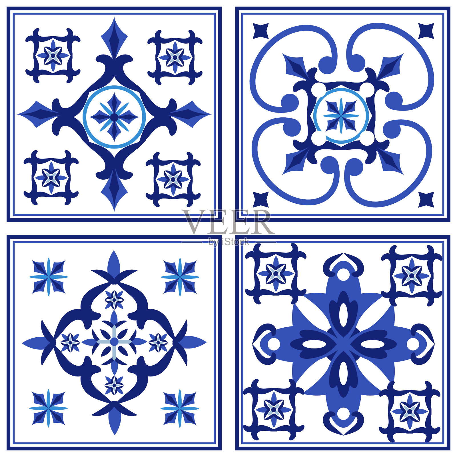 葡萄牙传统装饰瓷砖插画图片素材