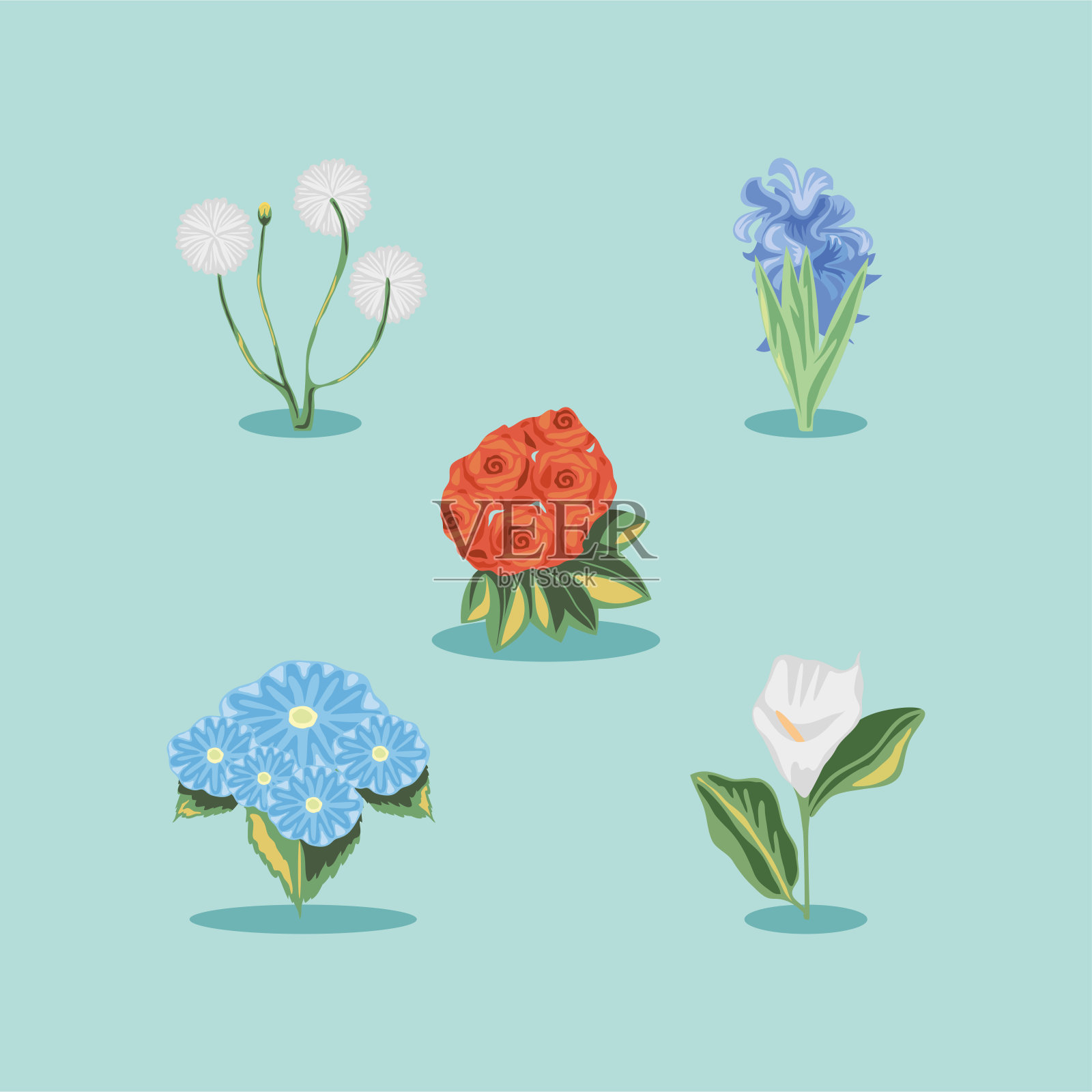 图标集鲜花插画图片素材