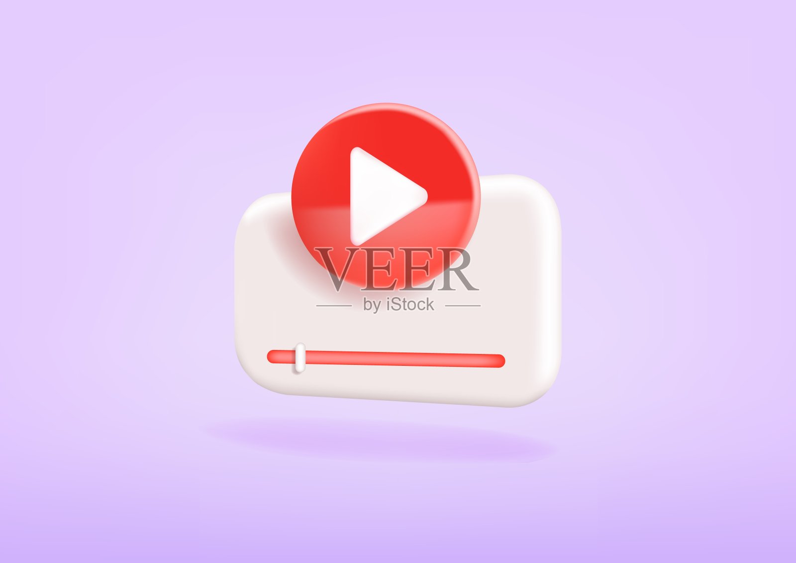 视频播放器，网页，播放按钮。视频、流媒体、多媒体概念。3 d矢量图标。卡通最小的风格。逼真的3d屏幕直播流。设计元素图片