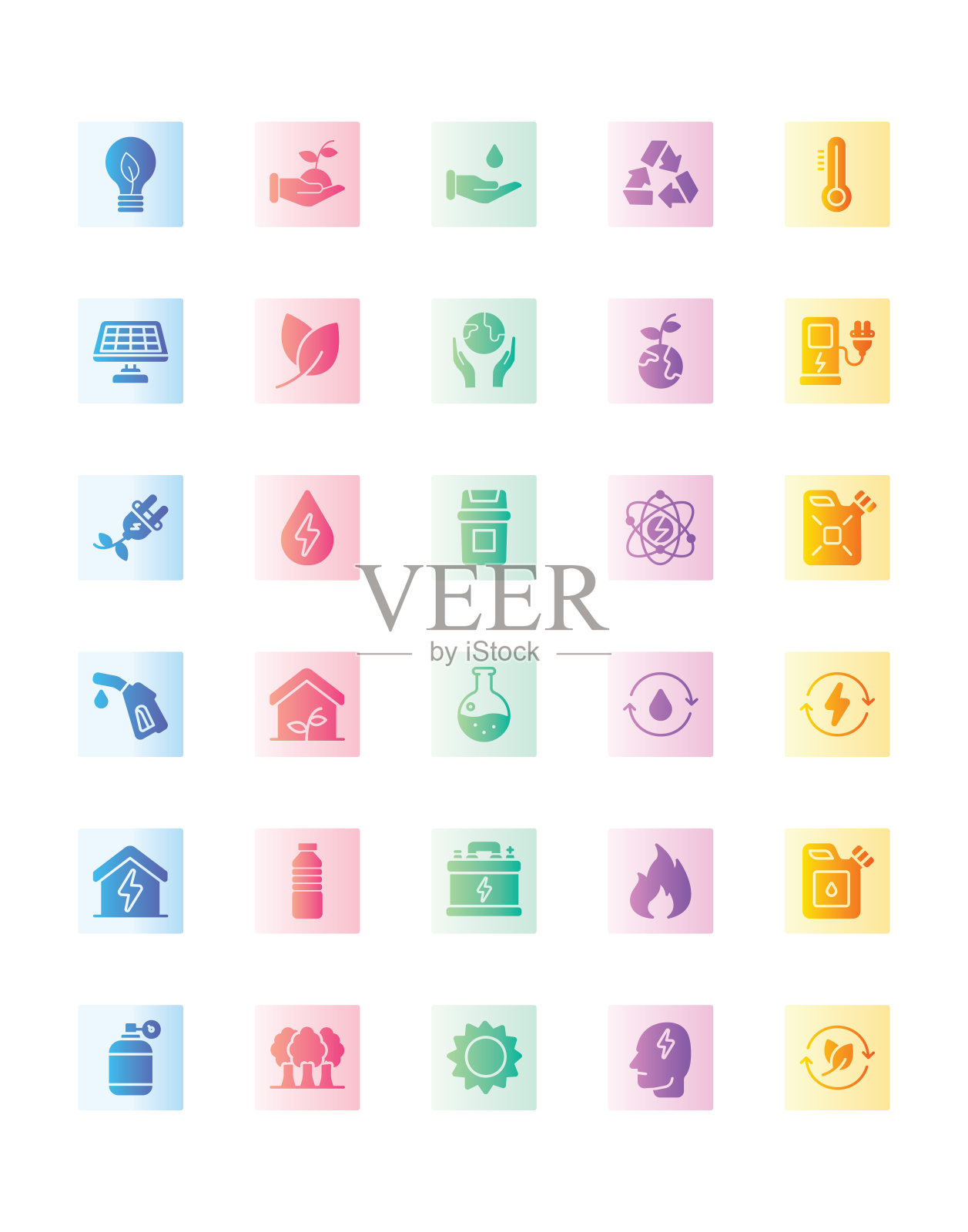 生态友好图标设置30孤立的白色背景图标素材