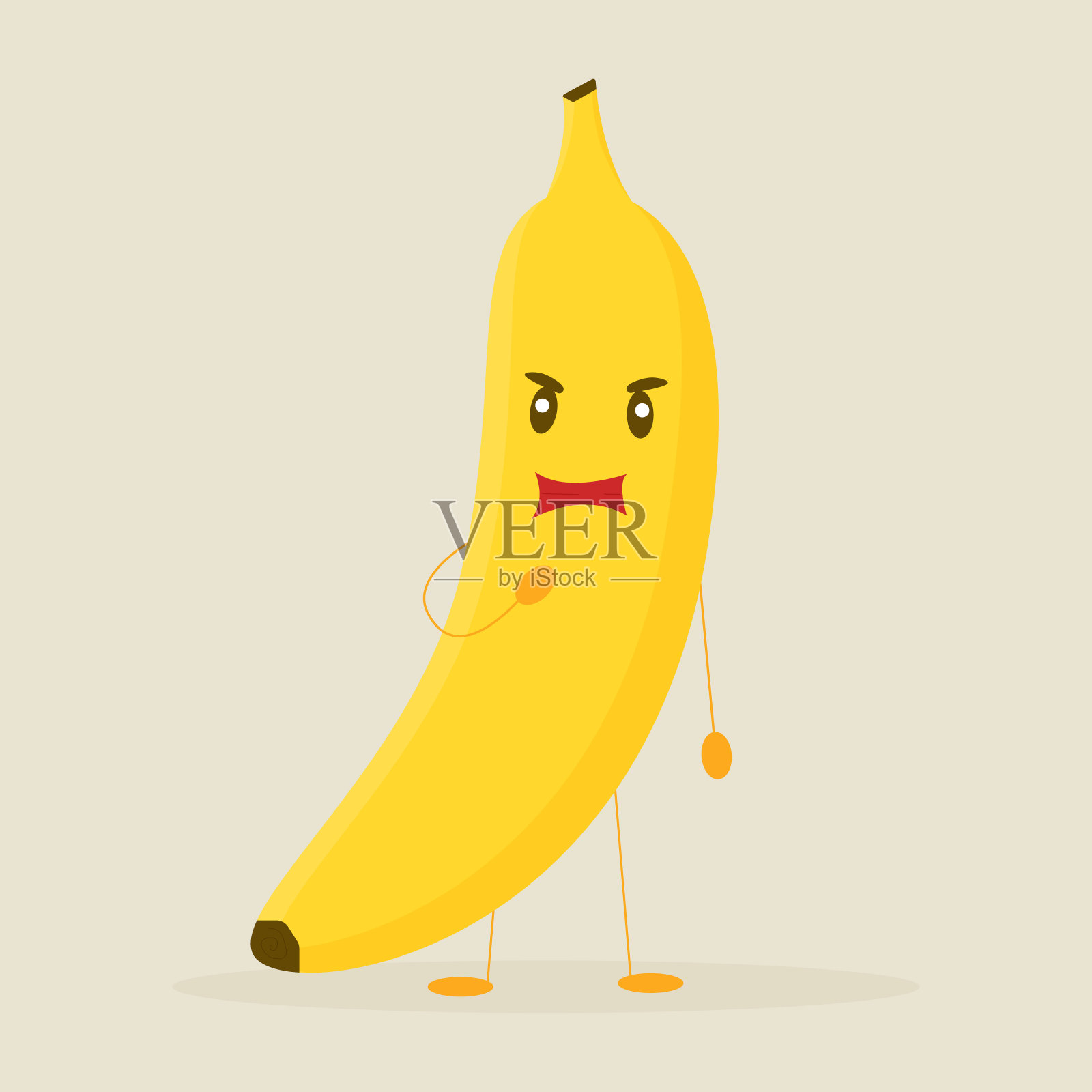 可爱的香蕉孤立在白色背景。角色设计设计元素图片