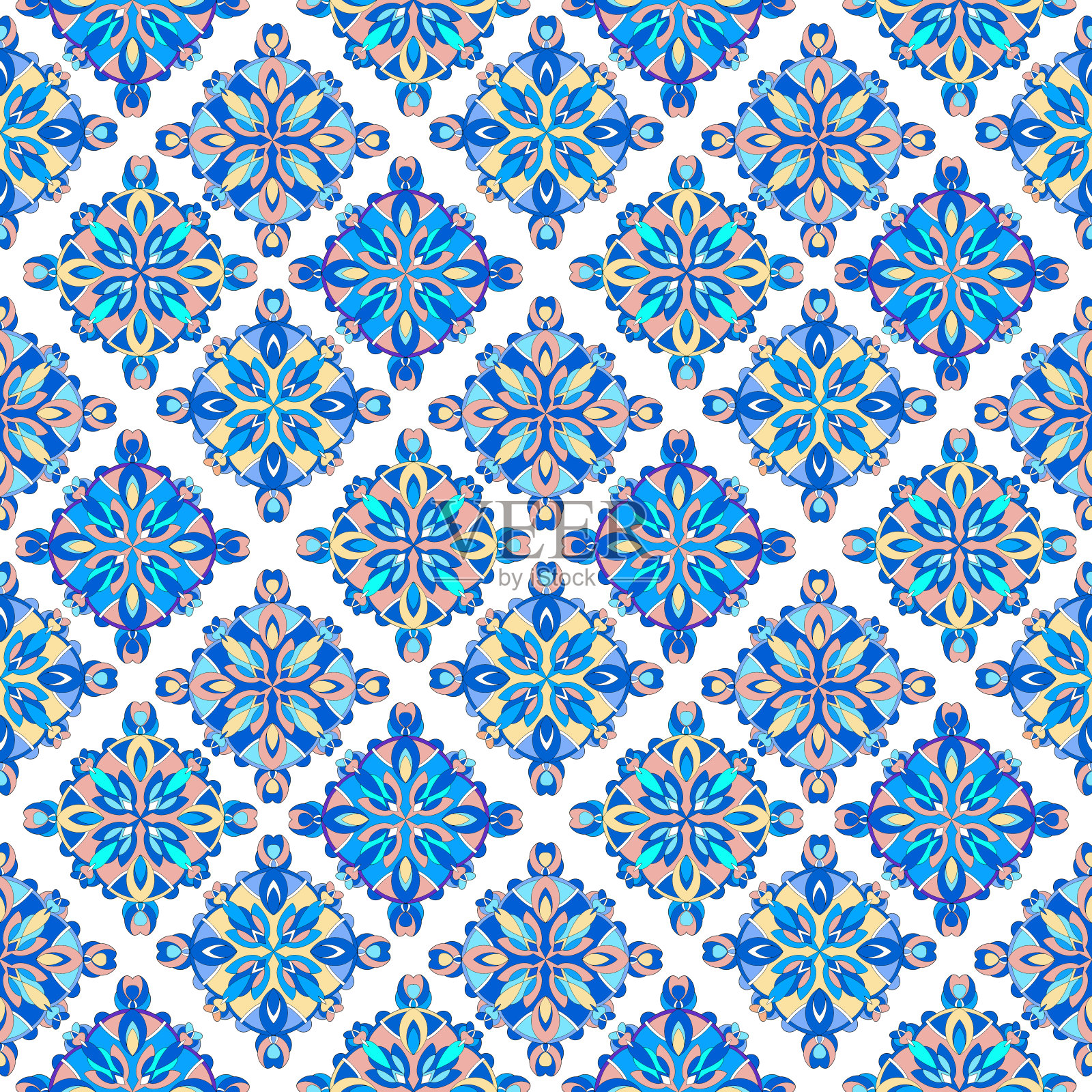 抽象清真寺图案，轮廓手绘风格插画图片素材