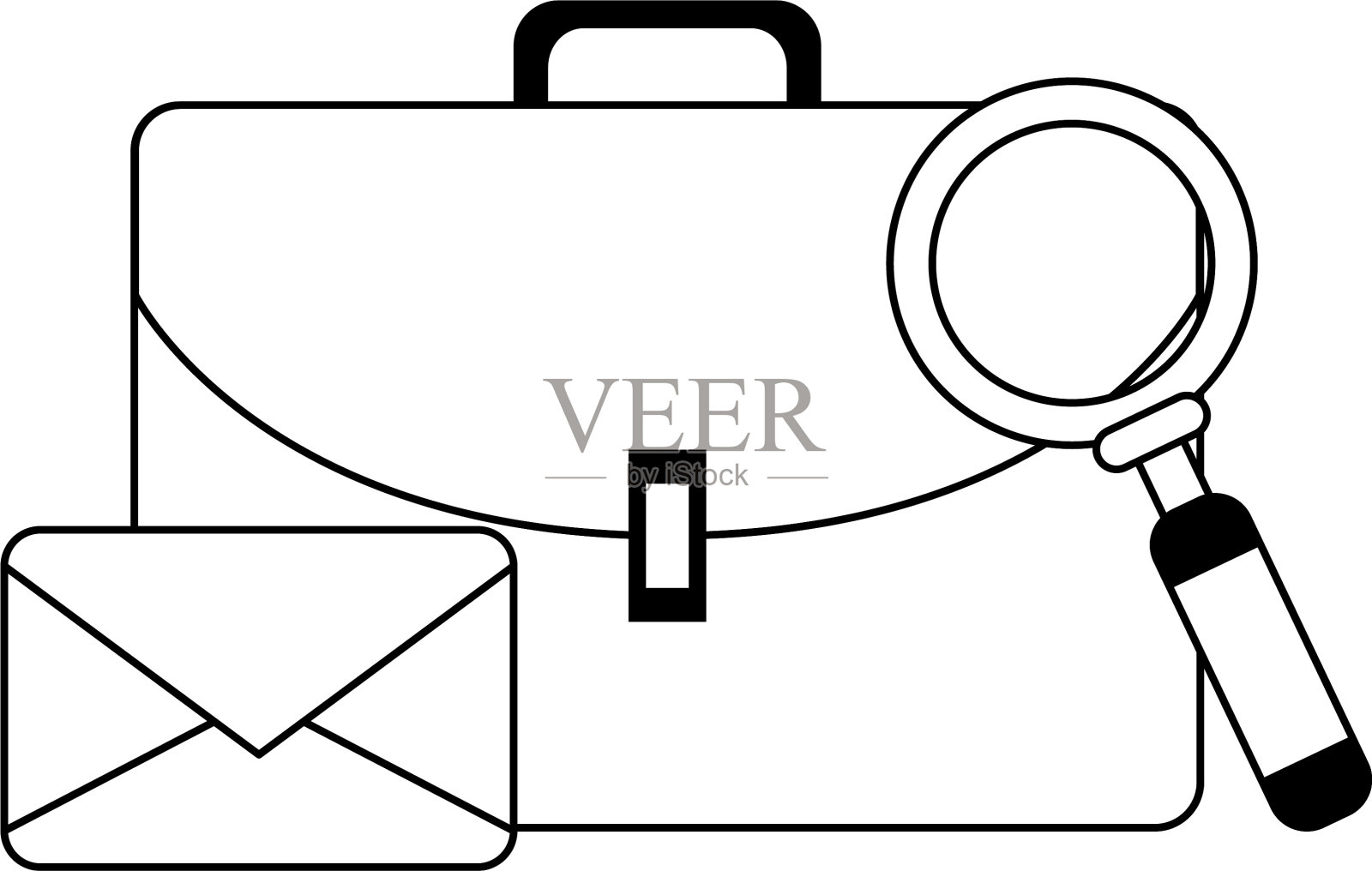 电子邮件信息明信片卡通在黑色和白色图标素材
