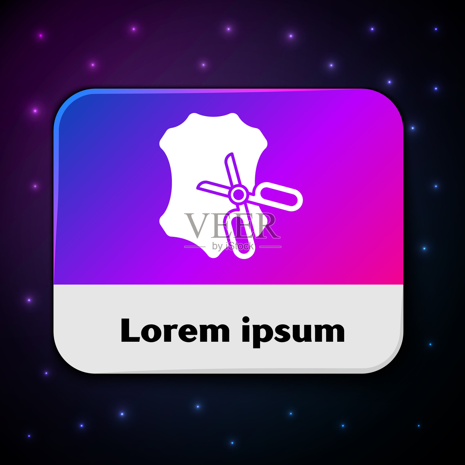 白色剪刀和皮革图标孤立的黑色插画图片素材