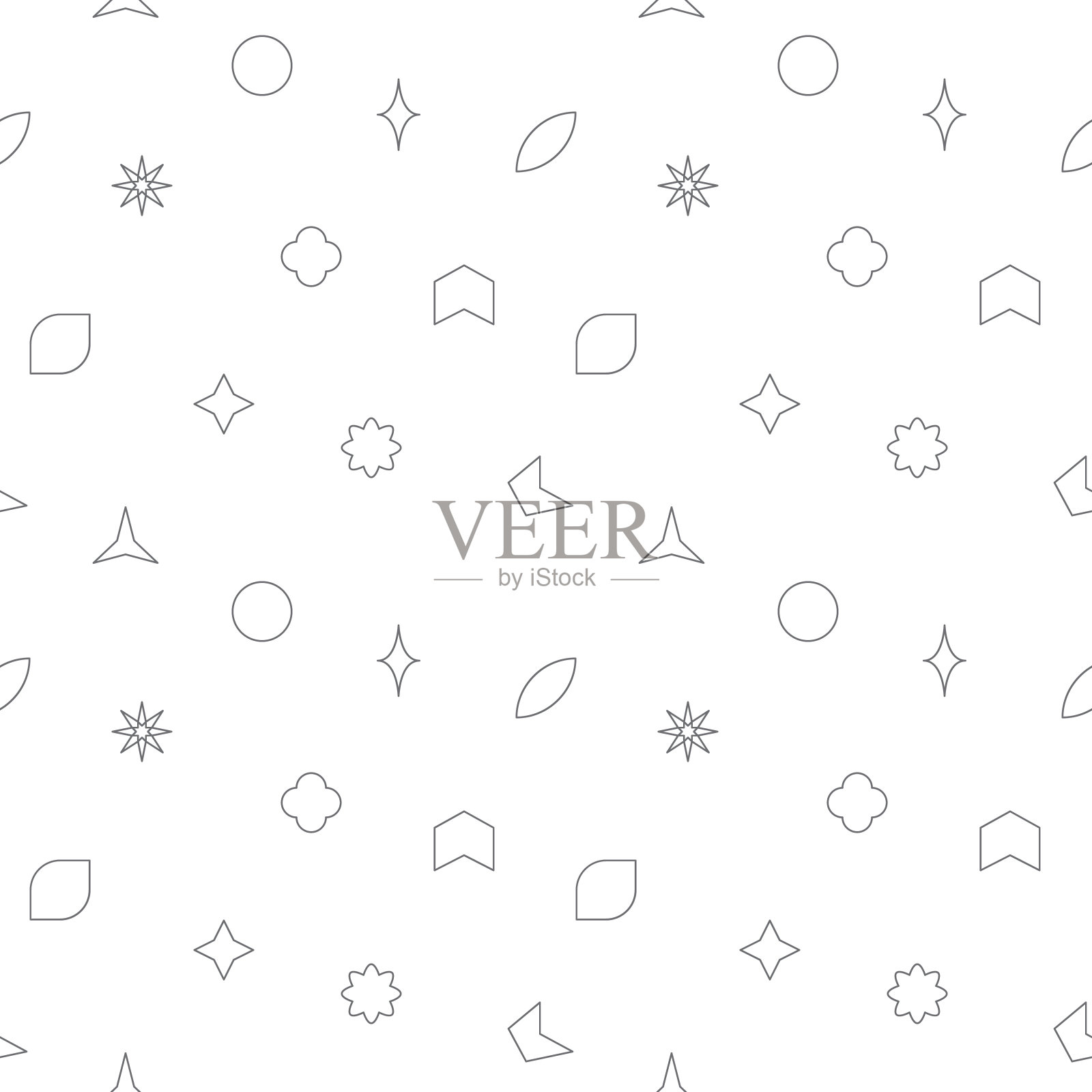 在白色背景上具有形状和符号图标的无缝图案。插画图片素材