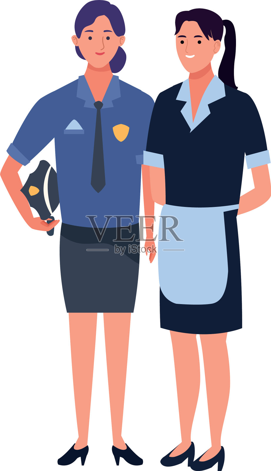 专业人士将微笑的卡通人物组合在一起插画图片素材