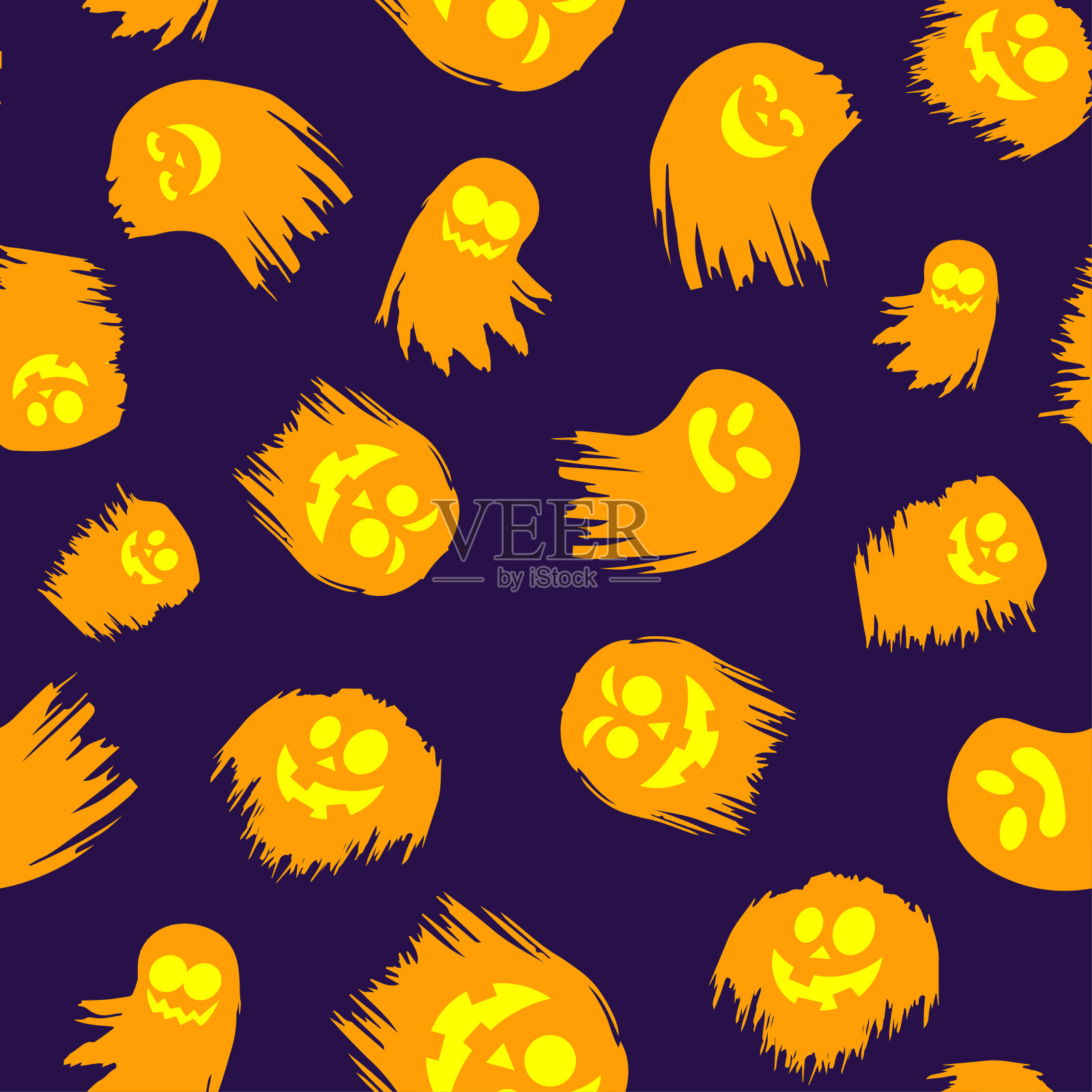 无缝鬼插图图案与淡紫色背景插画图片素材