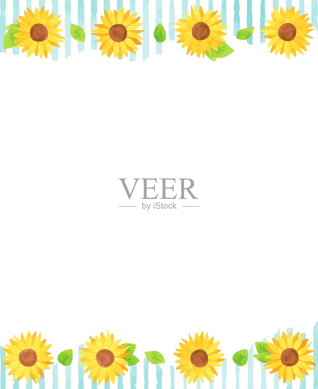 美丽的水彩向日葵框架插图插画图片素材