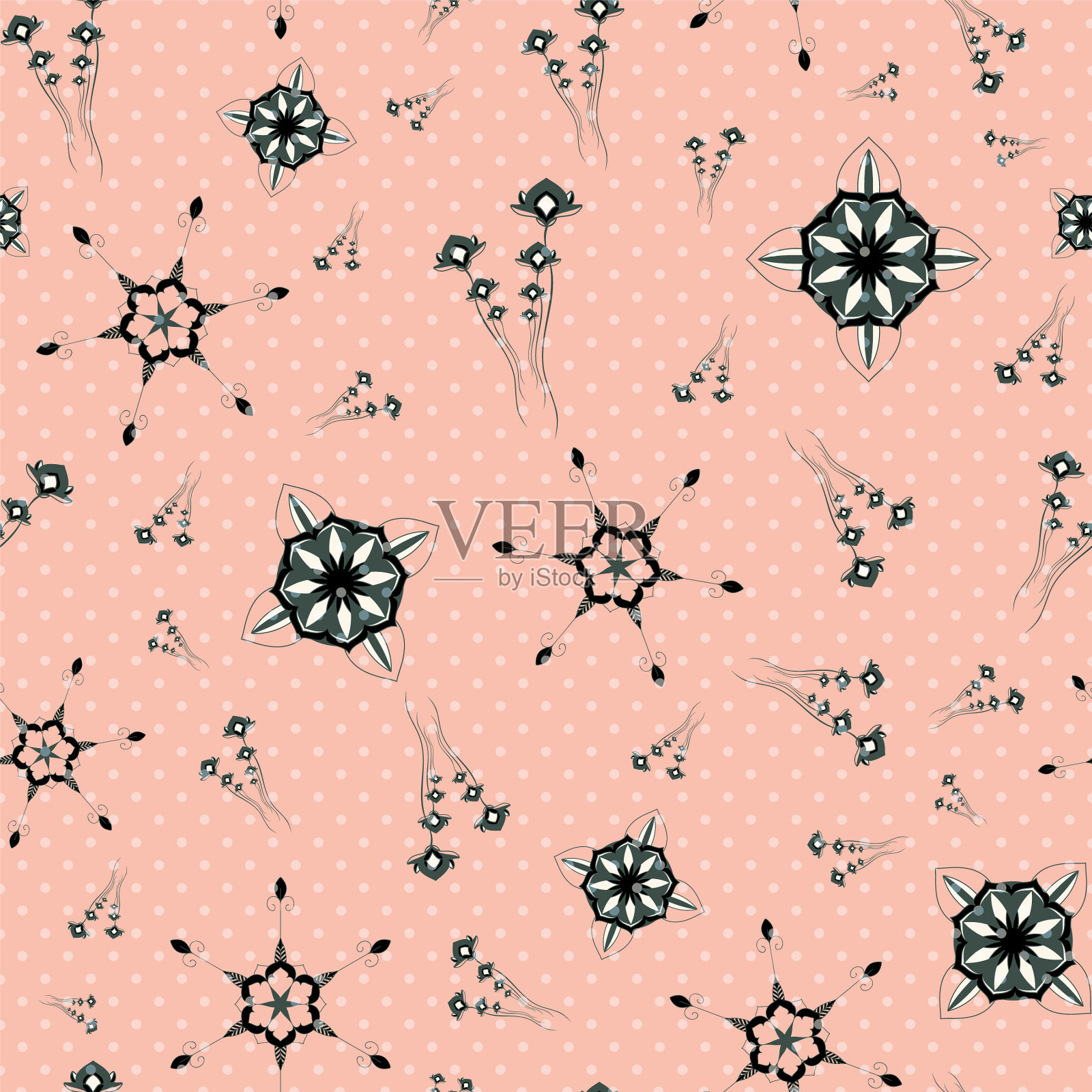 带有花卉元素的华丽图案插画图片素材