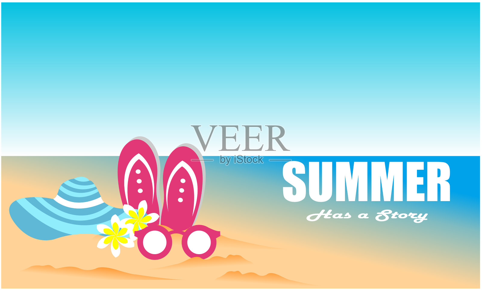 你好海滩你好夏天的概念插画图片素材