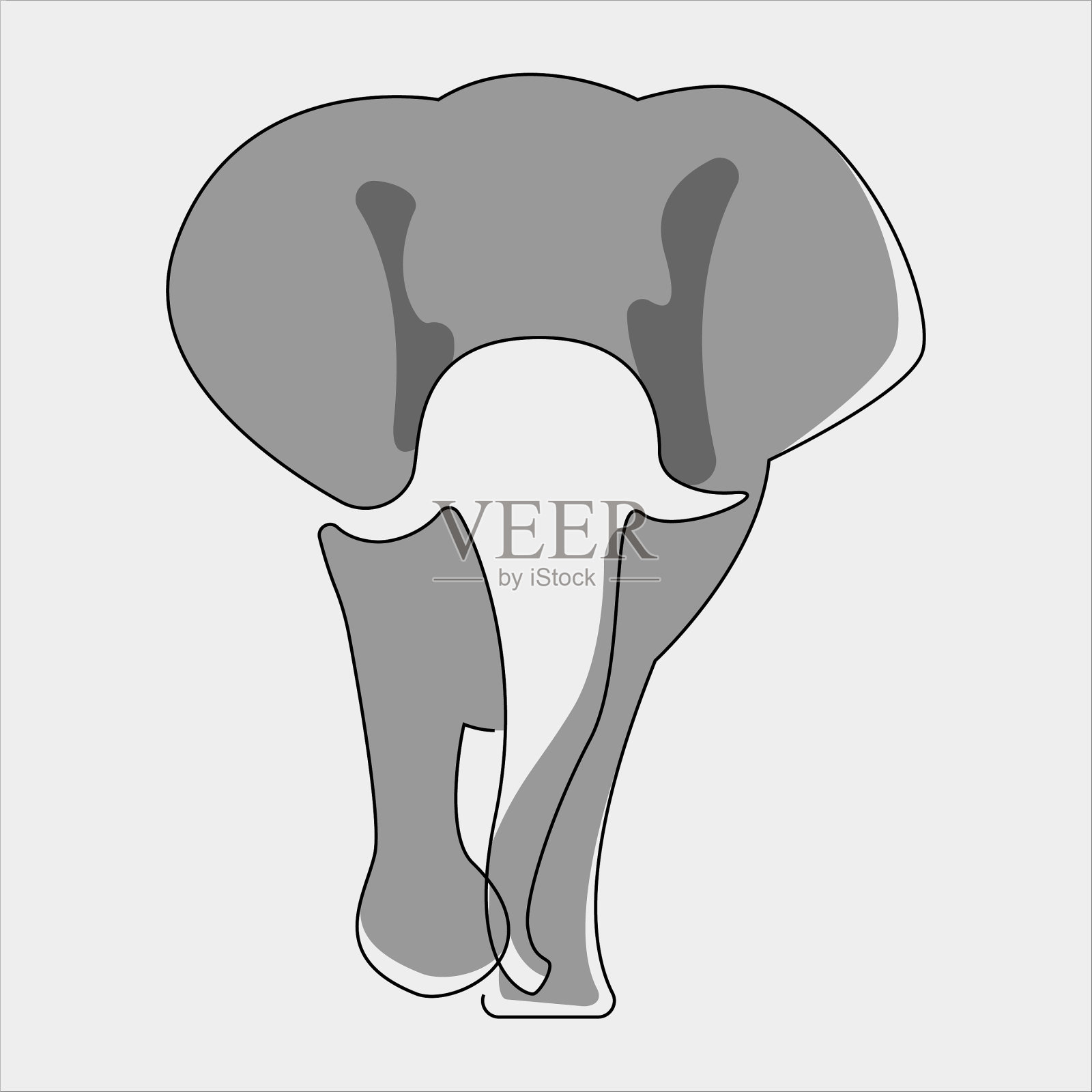一行抽象的大象插画图片素材