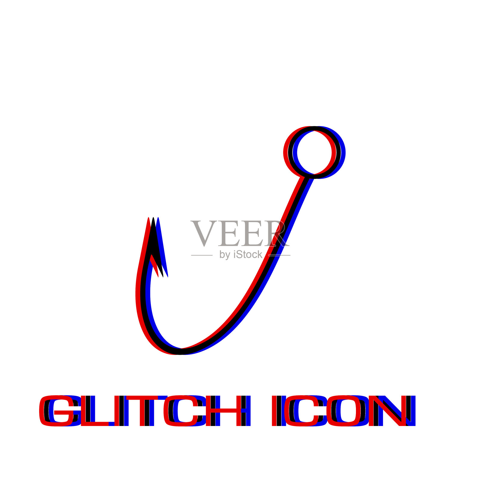 鱼钩图标平坦插画图片素材