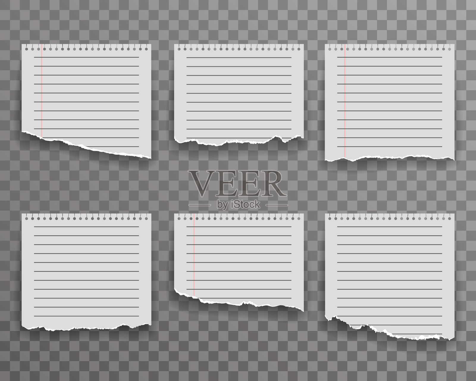 笔记本撕纸边，笔记页撕插画图片素材