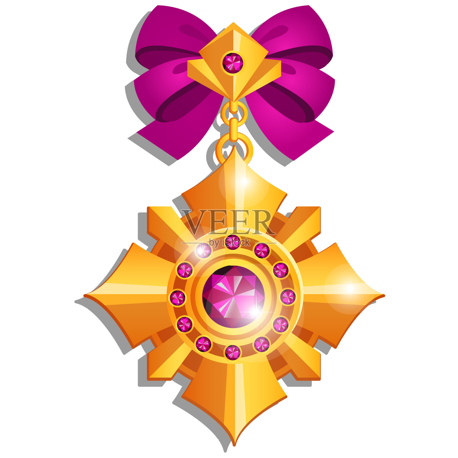 美丽的奖牌镶嵌着宝石设计元素图片